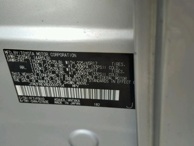 JTMZFREV8DD009154 - 2013 TOYOTA RAV4 LE SILVER photo 10