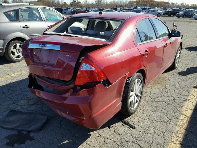 3FAHP0JA2AR185469 - 2010 FORD FUSION SEL RED photo 4