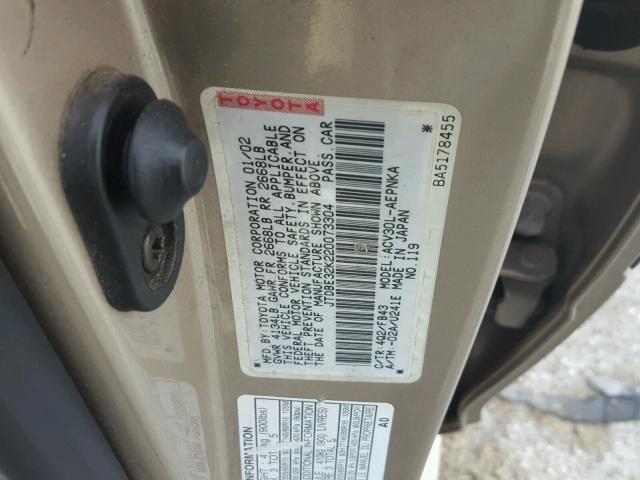 JTDBE32K220073304 - 2002 TOYOTA CAMRY LE 棕色 照片 10