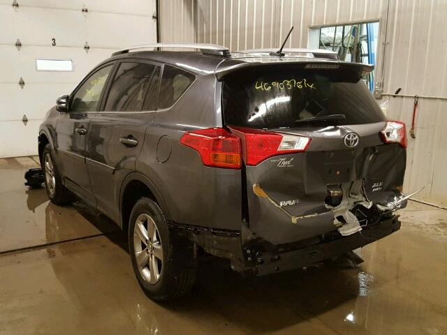 JTMRFREV3FD099896 - 2015 TOYOTA RAV4 XLE CHARCOAL photo 3