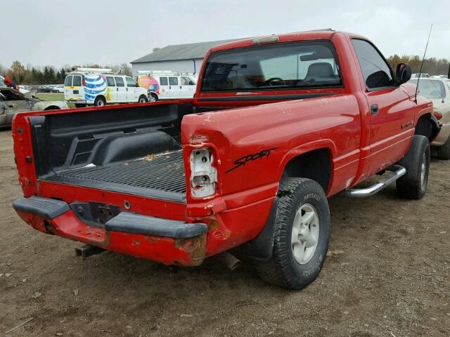 1B7HF16Z4WS502116 - 1998 DODGE RAM 1500 RED photo 4