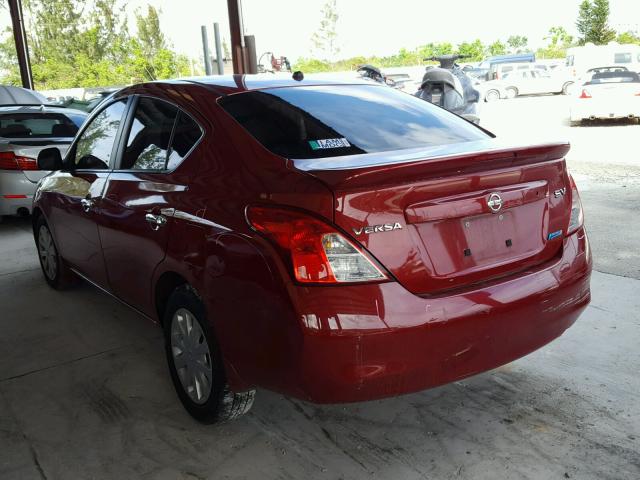 3N1CN7AP3DL878441 - 2013 NISSAN VERSA S RED photo 3