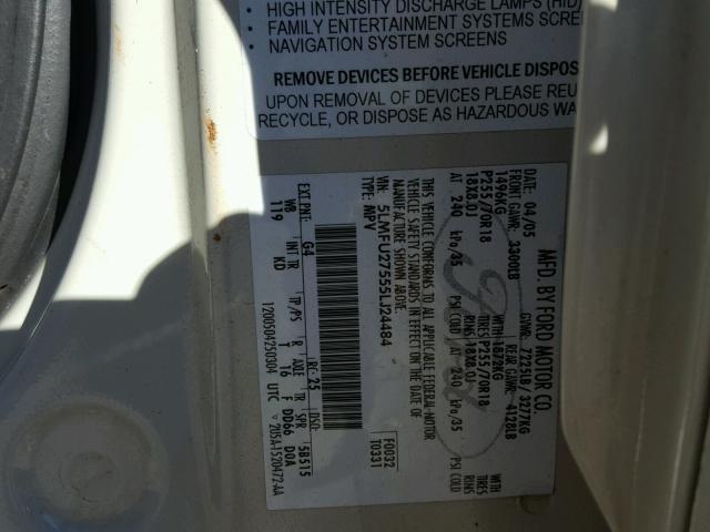 5LMFU27555LJ24484 - 2005 LINCOLN NAVIGATOR WHITE photo 10