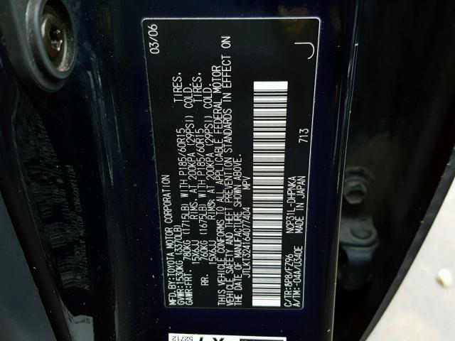 JTLKT324164077404 - 2006 TOYOTA SCION XB Қара фото 10