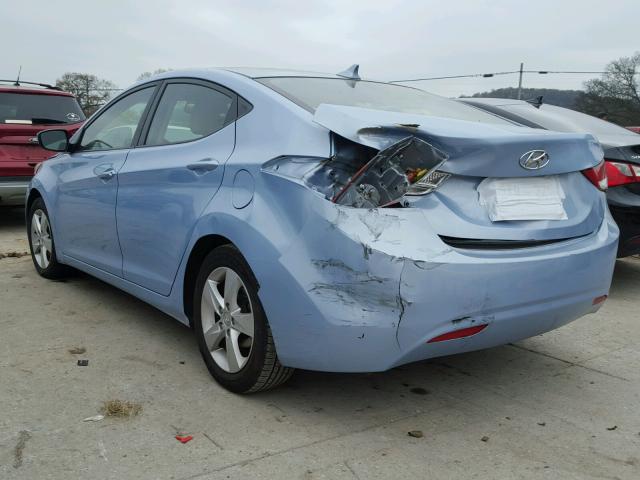 KMHDH4AE2DU719496 - 2013 HYUNDAI ELANTRA GL BLUE photo 3