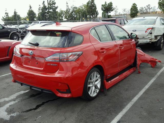 JTHKD5BH7G2265539 - 2016 LEXUS CT 200 RED photo 4