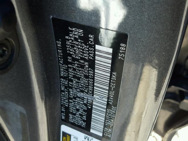 4T1BF3EK9BU661987 - 2011 TOYOTA CAMRY BASE GRAY photo 10