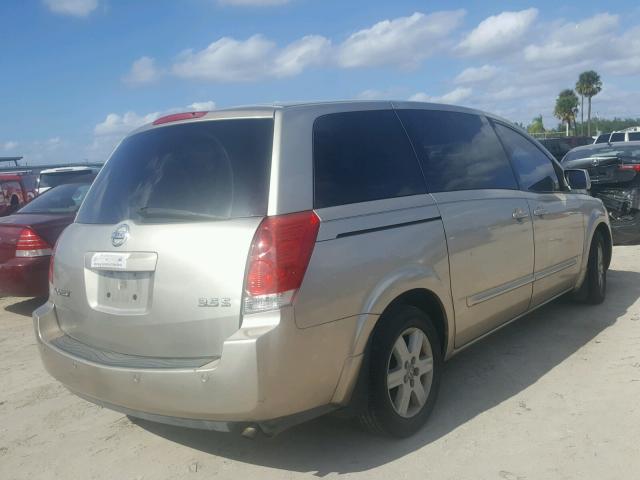 5N1BV28U94N304445 - 2004 NISSAN QUEST S BEIGE photo 4