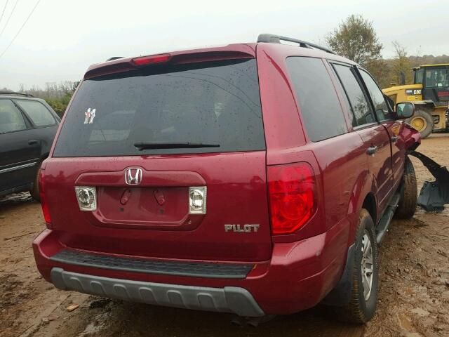 5FNYF18595B004757 - 2005 HONDA PILOT EXL RED photo 4