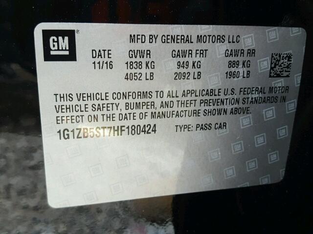 1G1ZB5ST7HF180424 - 2017 CHEVROLET MALIBU LS BLACK photo 10