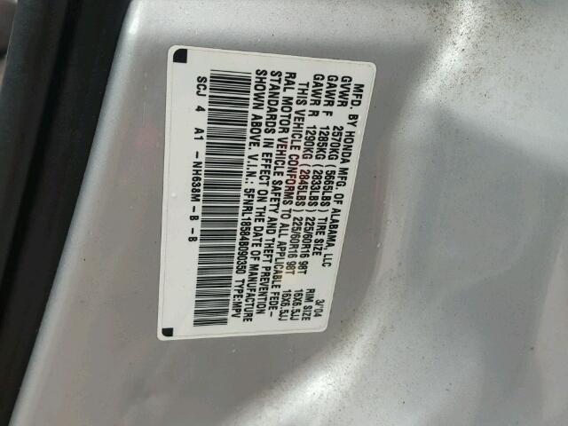 5FNRL18584B090350 - 2004 HONDA ODYSSEY SILVER photo 10