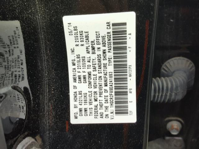 1HGCR2F89EA241893 - 2014 HONDA ACCORD EXL BLACK photo 10