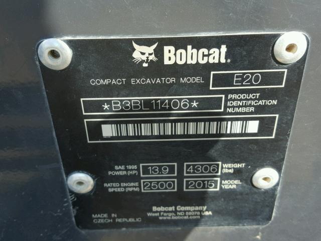 B3BL11406 - 2015 BOBCAT EXCAVATOR WHITE photo 10