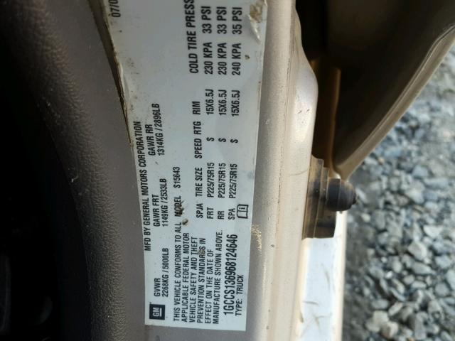 1GCCS136968124646 - 2006 CHEVROLET COLORADO BEIGE photo 10