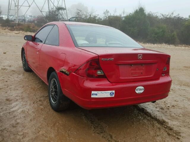 1HGEM21911L034758 - 2001 HONDA CIVIC SI RED photo 3