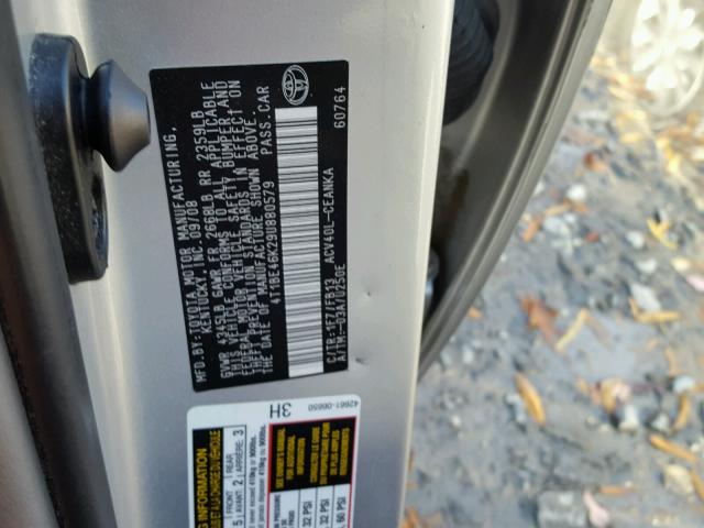 4T1BE46K29U880579 - 2009 TOYOTA CAMRY BASE SILVER photo 10
