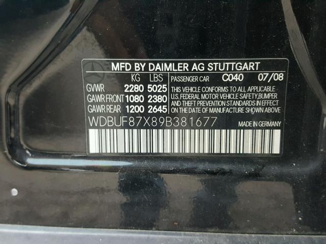 WDBUF87X89B381677 - 2009 MERCEDES-BENZ E 350 4MAT BLACK photo 10