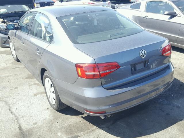 3VW2K7AJ7FM416942 - 2015 VOLKSWAGEN JETTA BASE GRAY photo 3