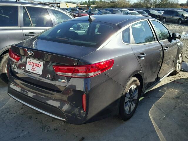 KNAGT4LE8H5009545 - 2017 KIA OPTIMA HYB CHARCOAL photo 4