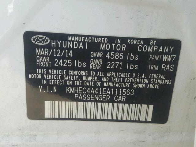 KMHEC4A41EA111563 - 2014 HYUNDAI SONATA HYB WHITE photo 10