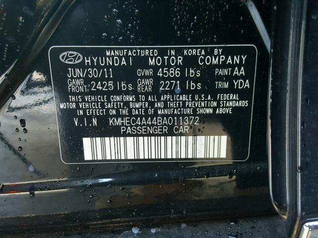 KMHEC4A44BA011372 - 2011 HYUNDAI SONATA HYB BLACK photo 10