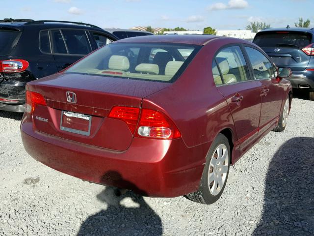 1HGFA16526L113070 - 2006 HONDA CIVIC LX RED photo 4