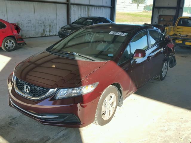 19XFB2F56DE084096 - 2013 HONDA CIVIC LX MAROON photo 2