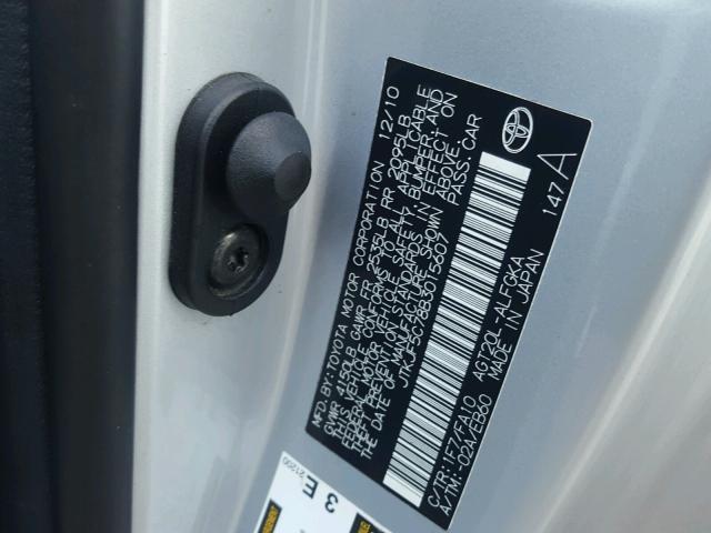 JTKJF5C78B3015607 - 2011 TOYOTA SCION TC 银色 照片 10