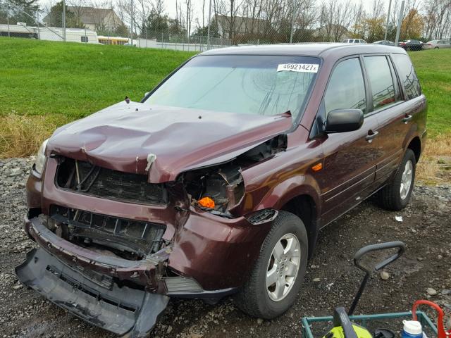 5FNYF18177B010668 - 2007 HONDA PILOT LX BURGUNDY photo 2