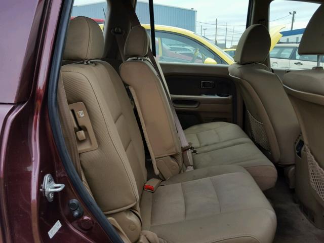 5FNYF18177B010668 - 2007 HONDA PILOT LX BURGUNDY photo 6