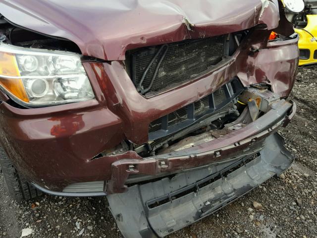 5FNYF18177B010668 - 2007 HONDA PILOT LX BURGUNDY photo 9