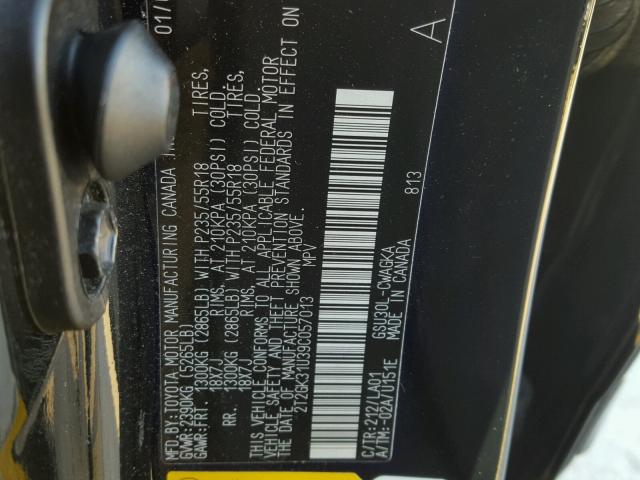 2T2GK31U39C057013 - 2009 LEXUS RX 350 BLACK photo 10