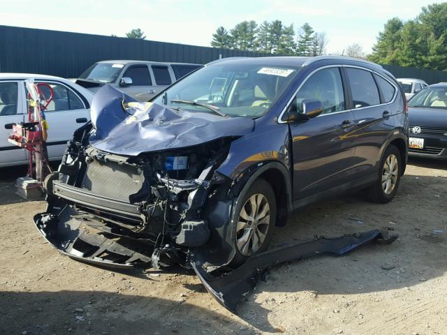 5J6RM4H70CL056764 - 2012 HONDA CR-V EXL BLUE photo 2