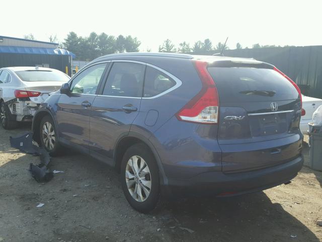 5J6RM4H70CL056764 - 2012 HONDA CR-V EXL BLUE photo 3