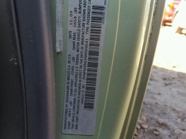 3VWPW3AG3AM009541 - 2010 VOLKSWAGEN NEW BEETLE მწვანე ფოტო 10