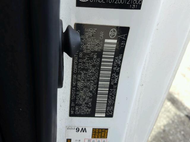 JTKDE167260121806 - 2006 TOYOTA SCION TC 白色 照片 10