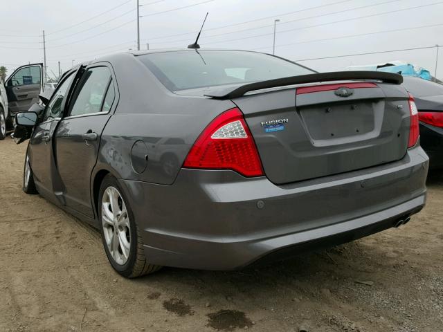 3FAHP0HA5CR235449 - 2012 FORD FUSION SE GRAY photo 3