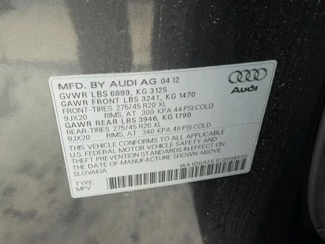 WA1DGAFE1CD008900 - 2012 AUDI Q7 PRESTIG 灰色 照片 10