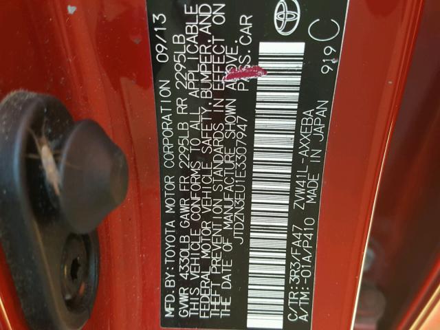 JTDZN3EU1E3307947 - 2014 TOYOTA PRIUS V RED photo 10