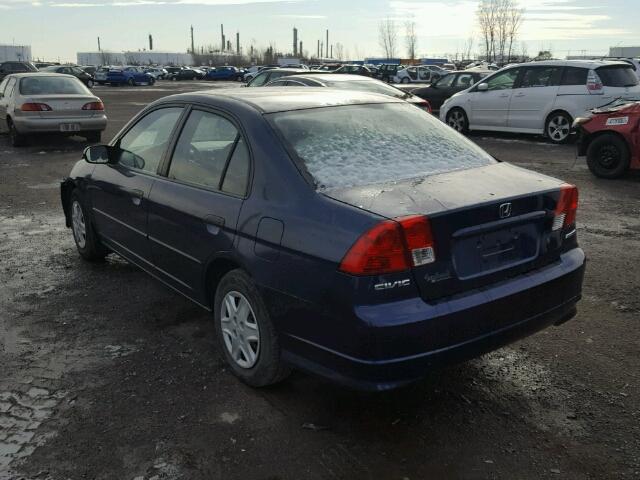 2HGES16385H045215 - 2005 HONDA CIVIC DX V BLUE photo 3