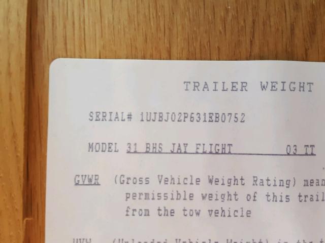 1UJBJ02P631EB0752 - 2003 JAYCO JAY FLIGHT  WHITE photo 10