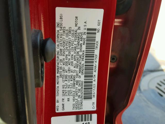 5TEMU52N19Z596860 - 2009 TOYOTA TACOMA DOU RED photo 10