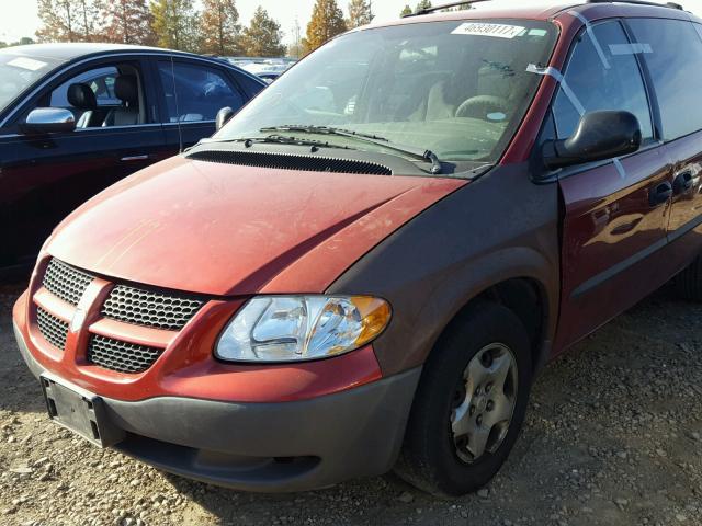 1B4GP25382B655455 - 2002 DODGE CARAVAN SE RED photo 10