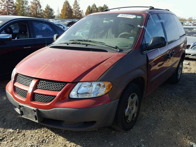 1B4GP25382B655455 - 2002 DODGE CARAVAN SE RED photo 2