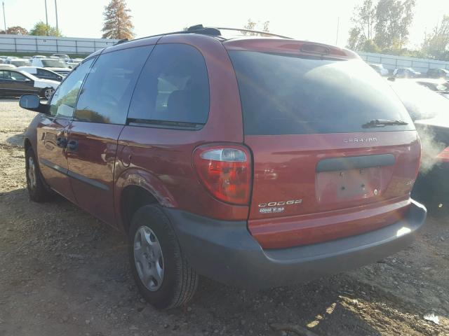 1B4GP25382B655455 - 2002 DODGE CARAVAN SE RED photo 3