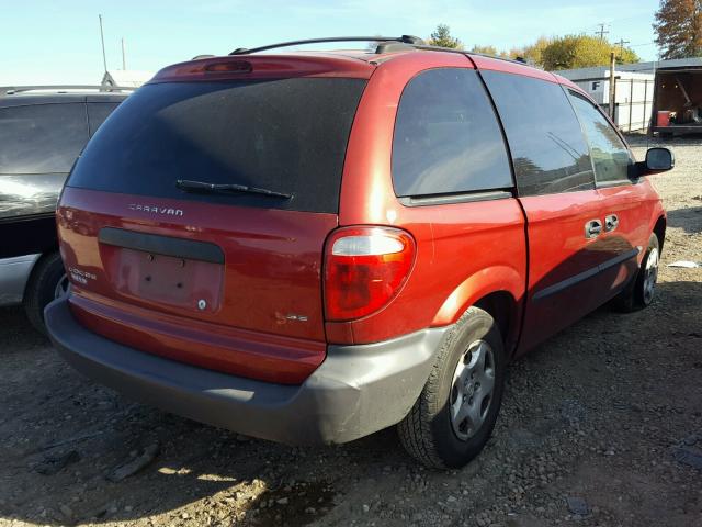 1B4GP25382B655455 - 2002 DODGE CARAVAN SE RED photo 4