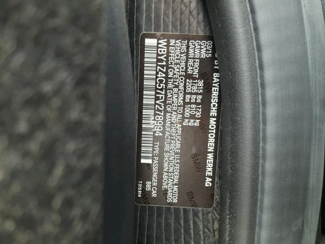 WBY1Z4C57FV278994 - 2015 BMW I3 REX თეთრი ფოტო 10