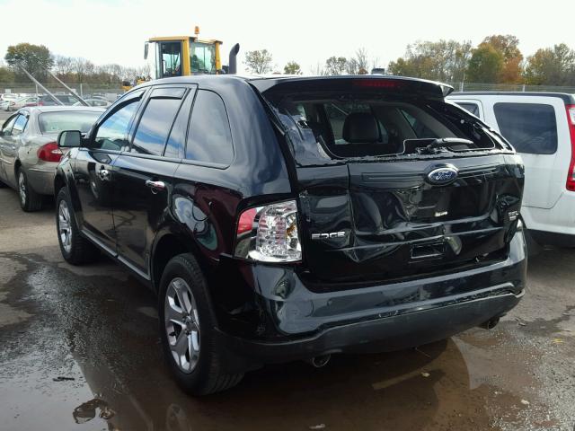 2FMDK4JC3BBB49575 - 2011 FORD EDGE SEL BLACK photo 3