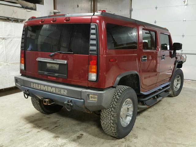 5GRGN23U54H103804 - 2004 HUMMER H2 MAROON photo 4