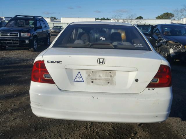 1HGEM21551L039202 - 2001 HONDA CIVIC LX WHITE photo 10